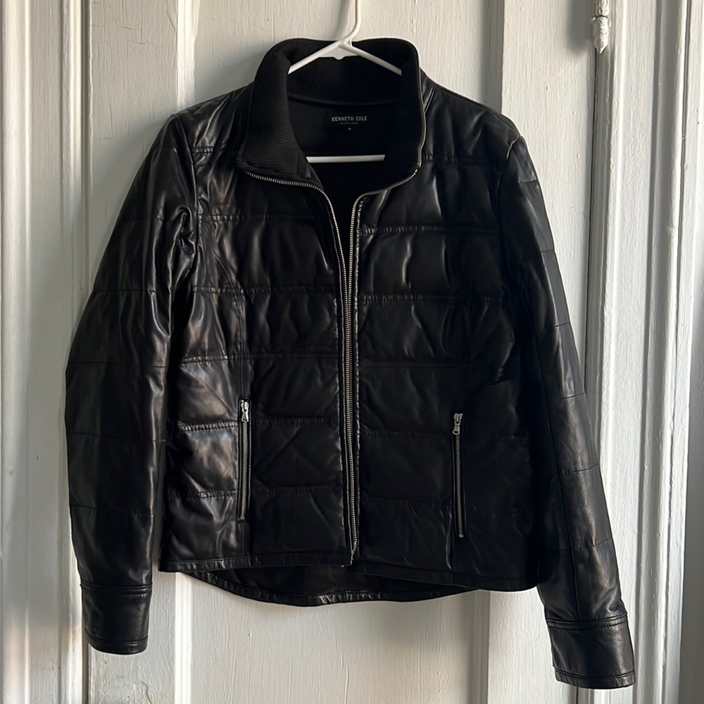 Kenneth Cole Black Label Quilted Leather Puffer Jacket